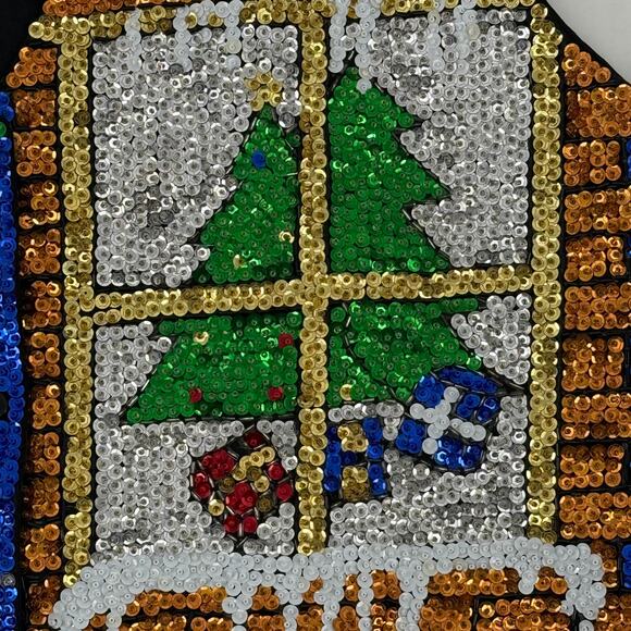 Baby Gem Heavy Sequin Christmas Vest Santa Angel Tree Window Holiday Party Sz L - Picture 5 of 11